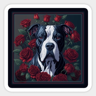 Staffordshire bull terrier red roses 2 Sticker